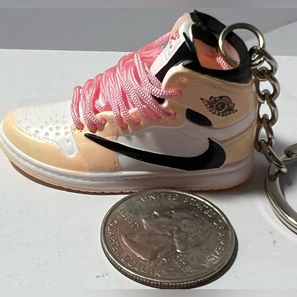 3D Mini Sneaker Keychain Pink Laces‎ Black Swoosh novelty trinkets